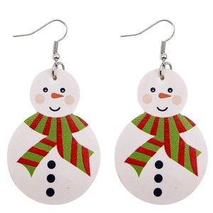 Snowman leather drop earrings